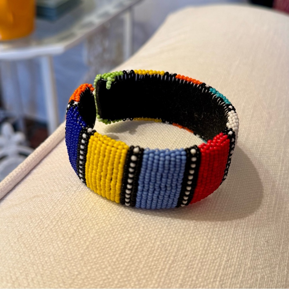 South African Tribal Beaded Zulu Bangle Cuff | OS | Color: Multicolor
